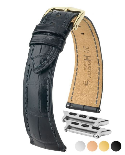 Hirsch - LONDON Genuine Louisiana Matte Alligator Watch Bracelet 042 07 - Black