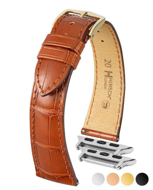 Hirsch - LONDON Genuine Louisiana Matte Alligator Watch Bracelet 042 07 - Gold Brown