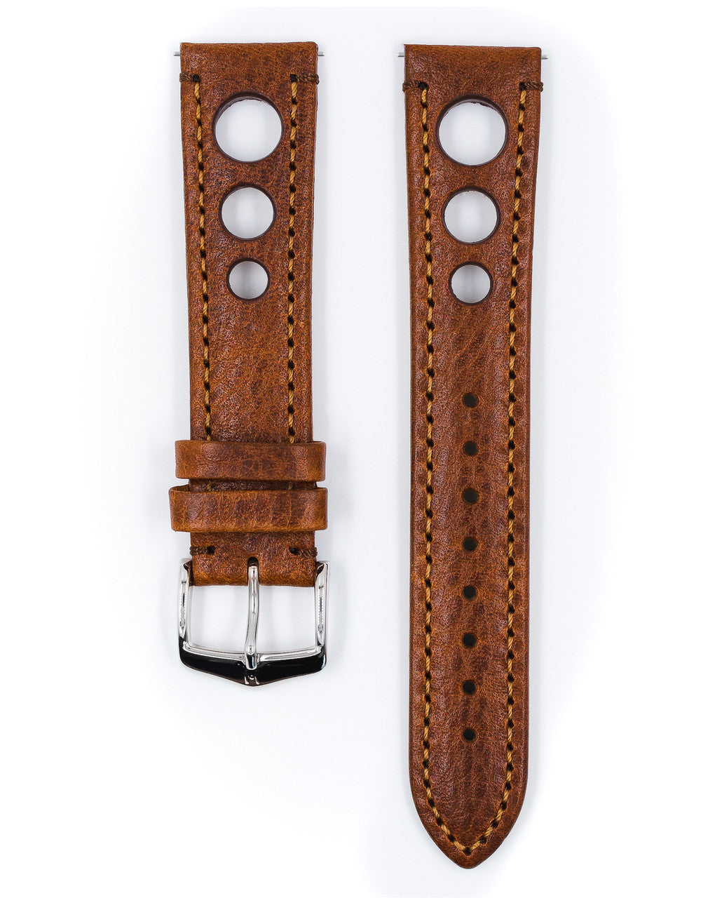 Hirsch - RALLY Buffalo Calfskin Sports Watchband 051 02 - Gold Brown