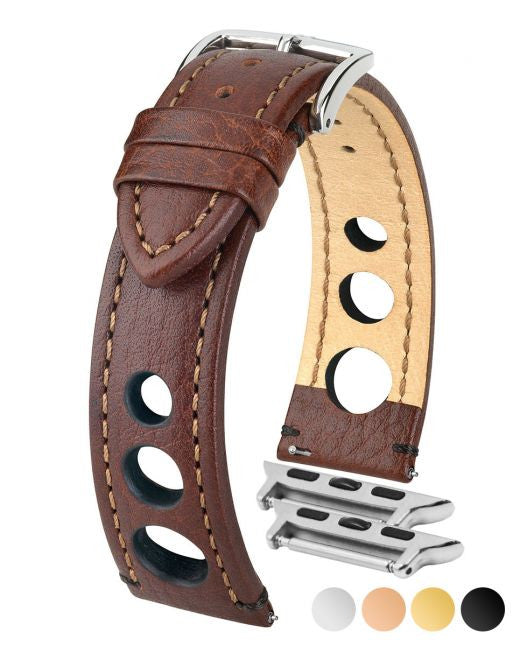 Hirsch - RALLY Buffalo Calfskin Sports Watchband 051 02 - Brown
