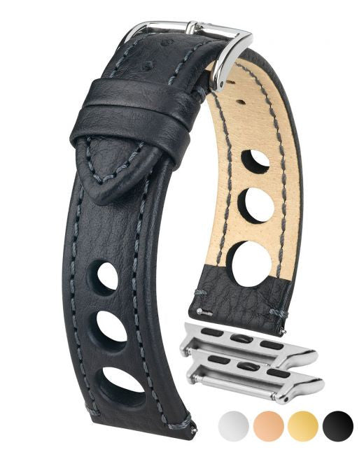 Hirsch - RALLY Buffalo Calfskin Sports Watchband 051 02 - Black