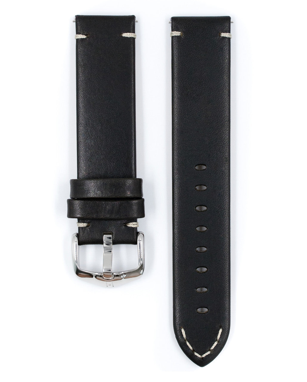 Hirsch - RANGER Vintage style Calfskin Watch Strap 054 02 - Black