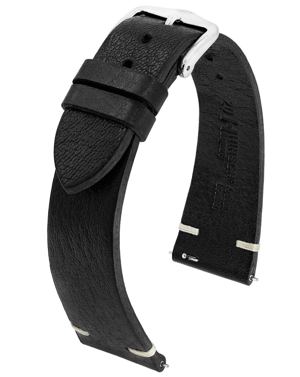 Hirsch - Bagnore Vintage style Calfskin Watchband 055 02 - Black
