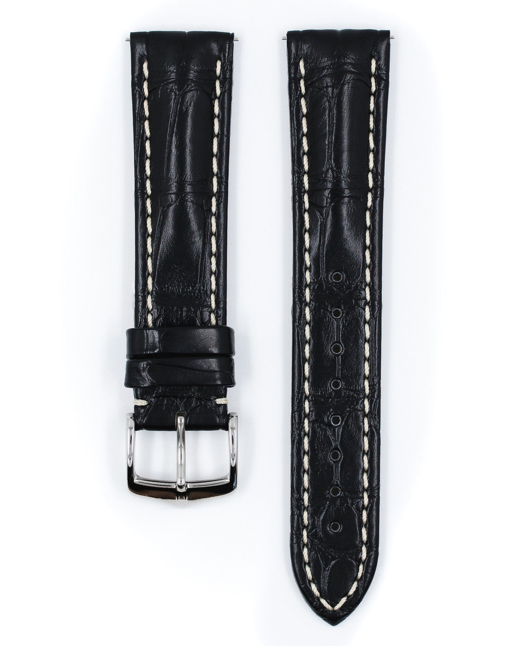 Hirsch - CAPITANO Louisiana Matte Alligator Watchband, Water Resistant 050 07 - Black