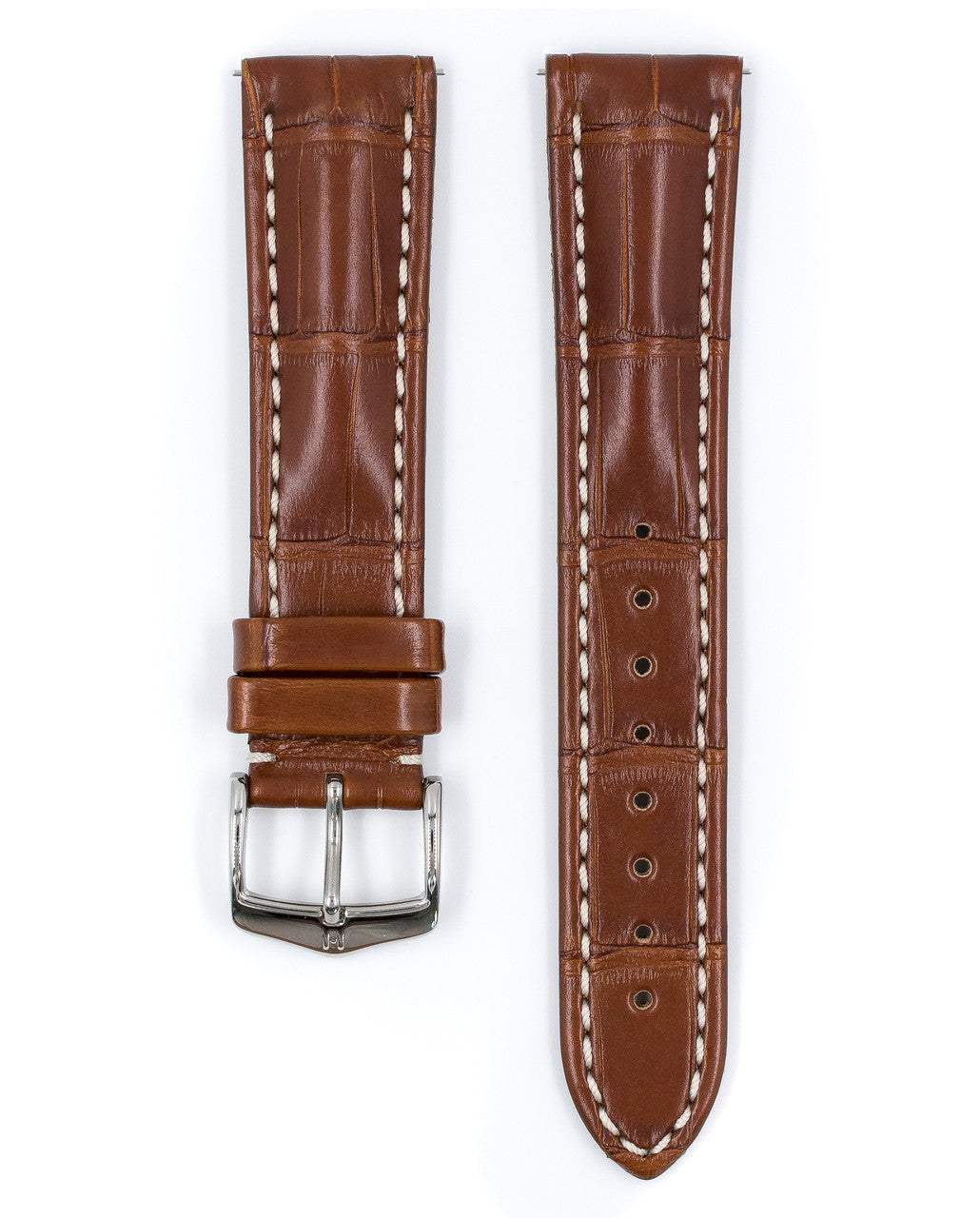 Hirsch - CAPITANO Louisiana Matte Alligator Watchband, Water Resistant 050 07 - Gold Brown