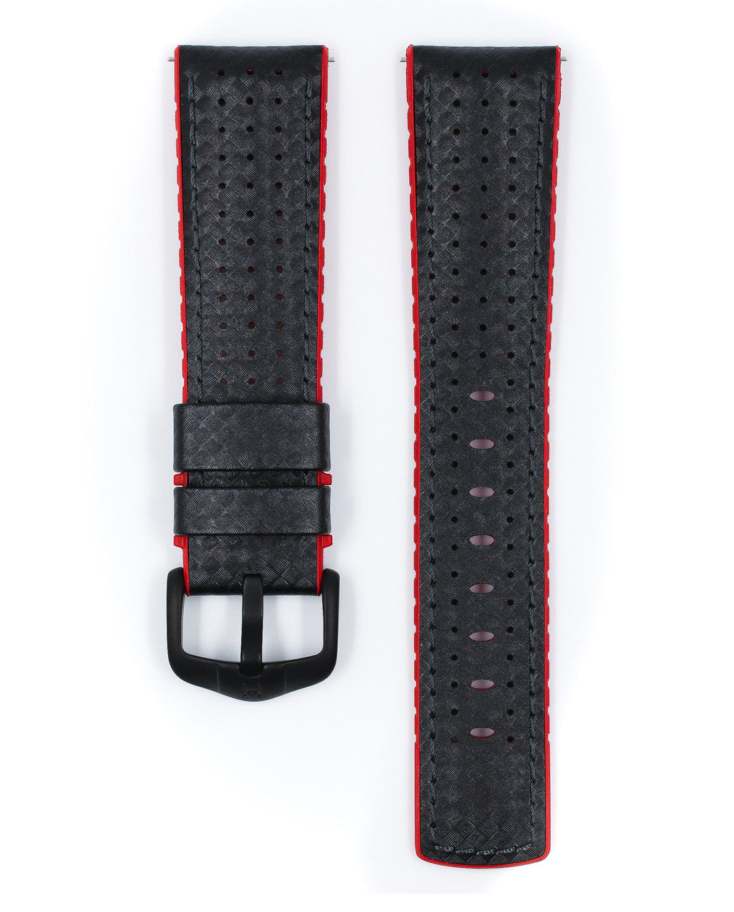 Hirsch - AYRTON Performance Calfskin Watch Band 091 20 92 - Black w/Red