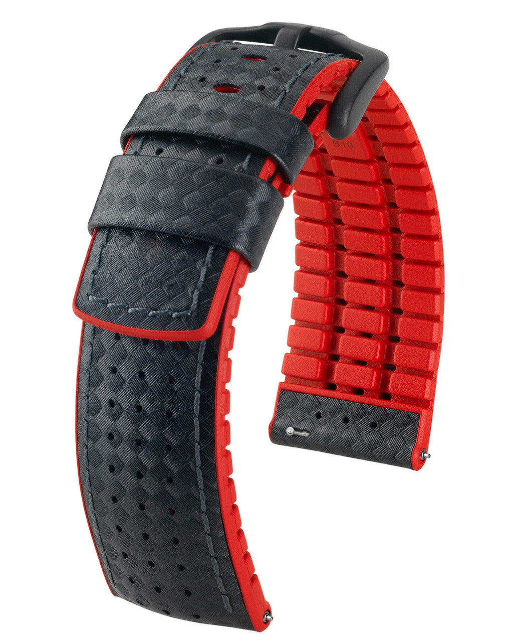 Hirsch AYRTON Performance Calfskin Watch Band 92 - Black w/Red