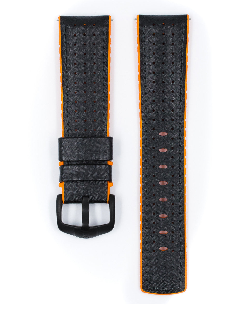 Hirsch - AYRTON Performance Calfskin Watch Band 091 76 92 - Black w/Orange