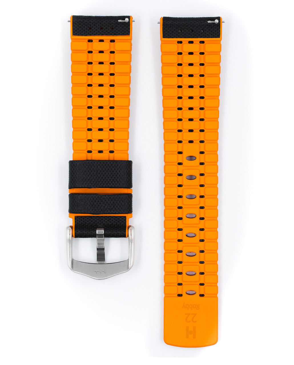 Hirsch - ROBBY Performance Calfskin Watch Band 091 76 94 - Black w/Orange