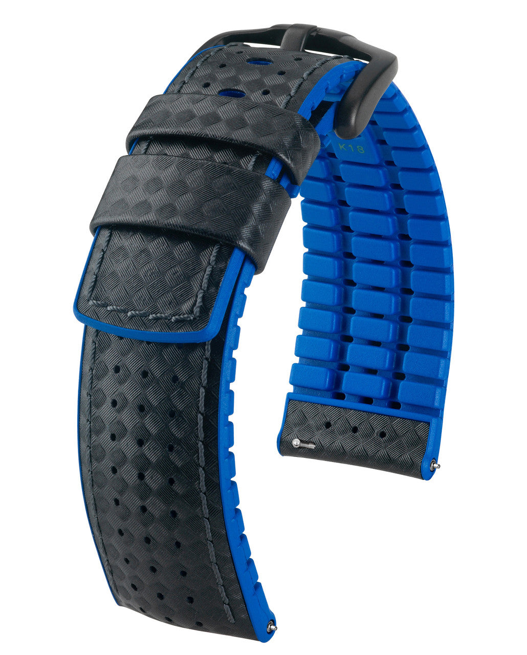 Hirsch AYRTON Performance Calfskin Watch band 92 - Black w/Blue