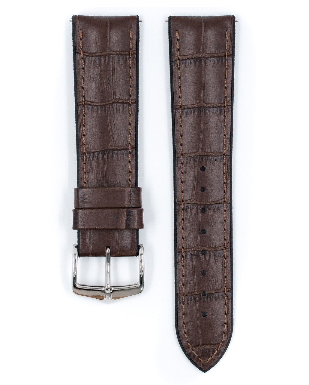 Hirsch - PAUL Performance Alligator Embossed Calfskin Watch Band 092 50 28 - Brown
