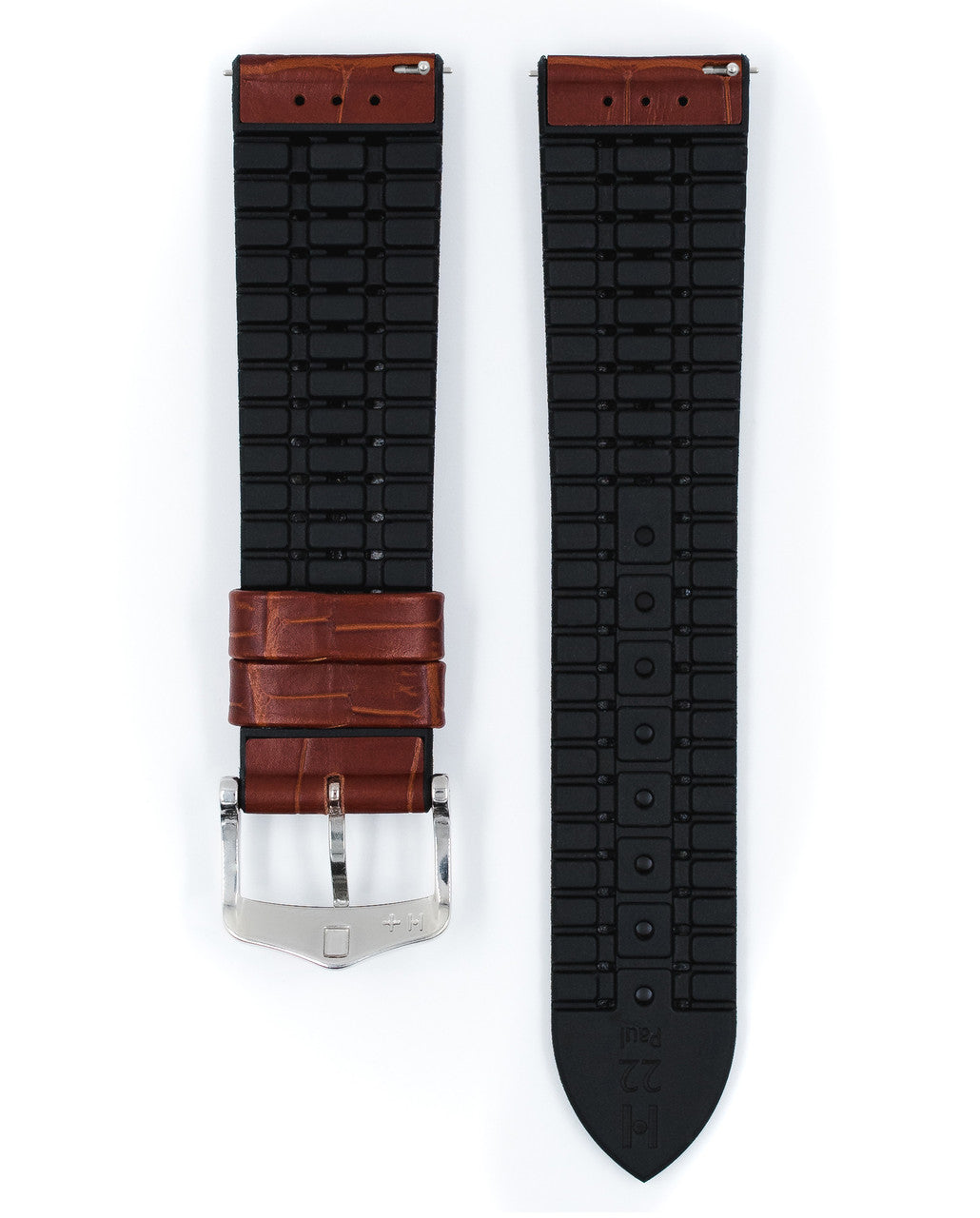 Hirsch - PAUL Performance Alligator Embossed Calfskin Watch Band 092 50 28 - Gold Brown