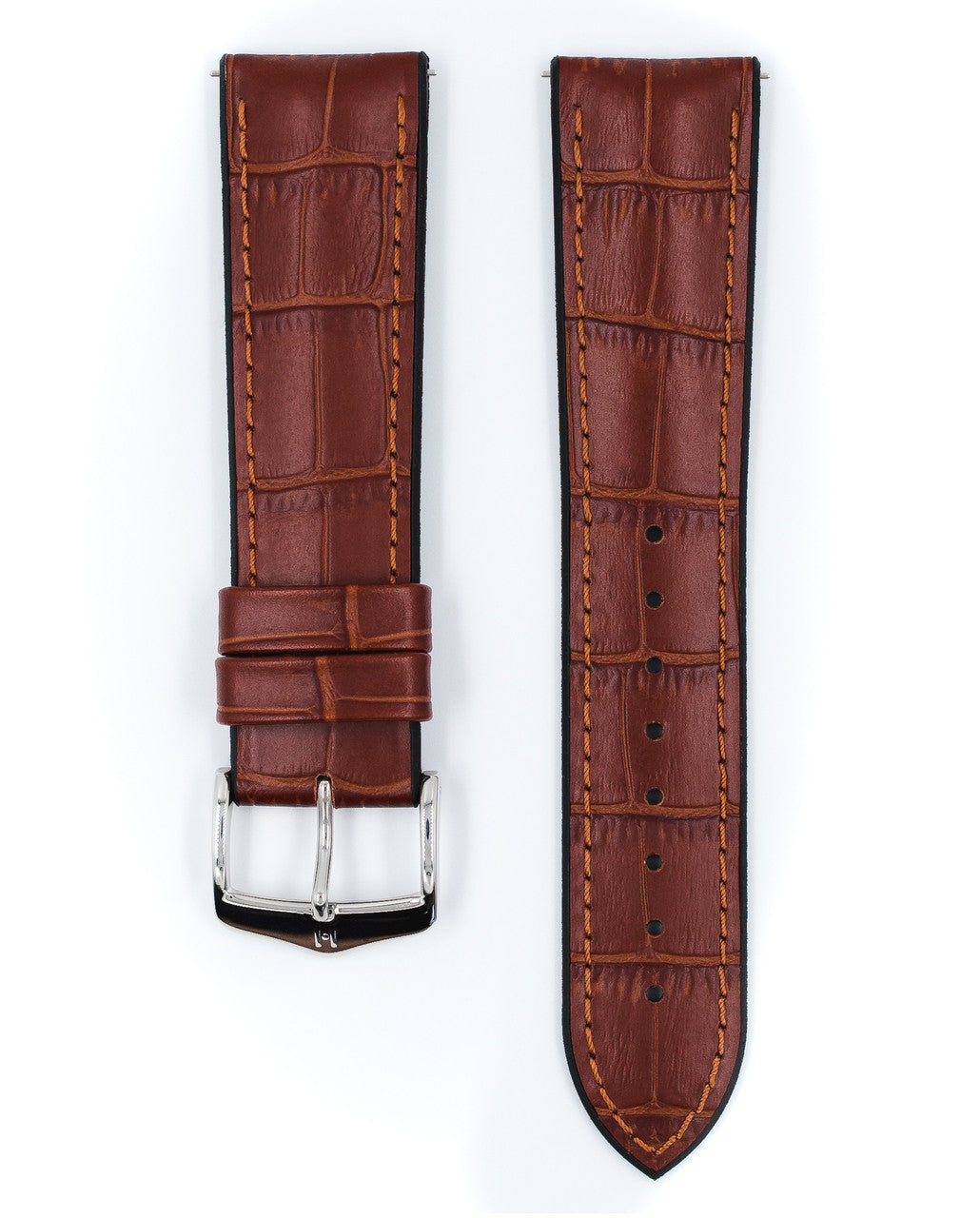 Hirsch - PAUL Performance Alligator Embossed Calfskin Watch Band 092 50 28 - Gold Brown