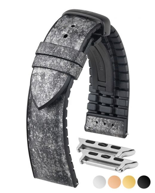 Hirsch - STONE Vegan Performance Watch Band 092 50 44 - Black w/Grey