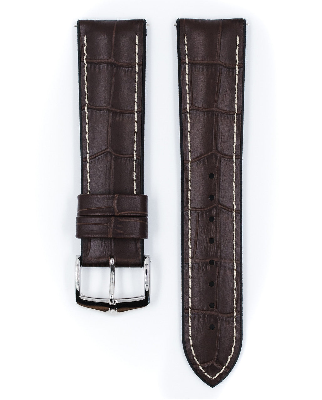 Hirsch - GEORGE Performance Alligator Embossed Calfskin Watch Band 092 51 28 - Brown