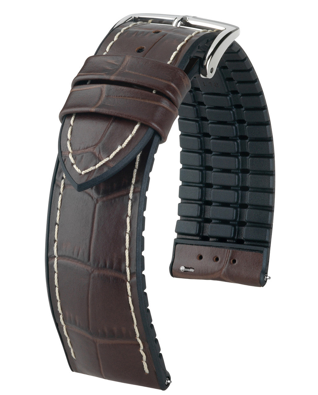 Hirsch GEORGE Performance Alligator Embossed Calfskin Watch Band 28 - Brown