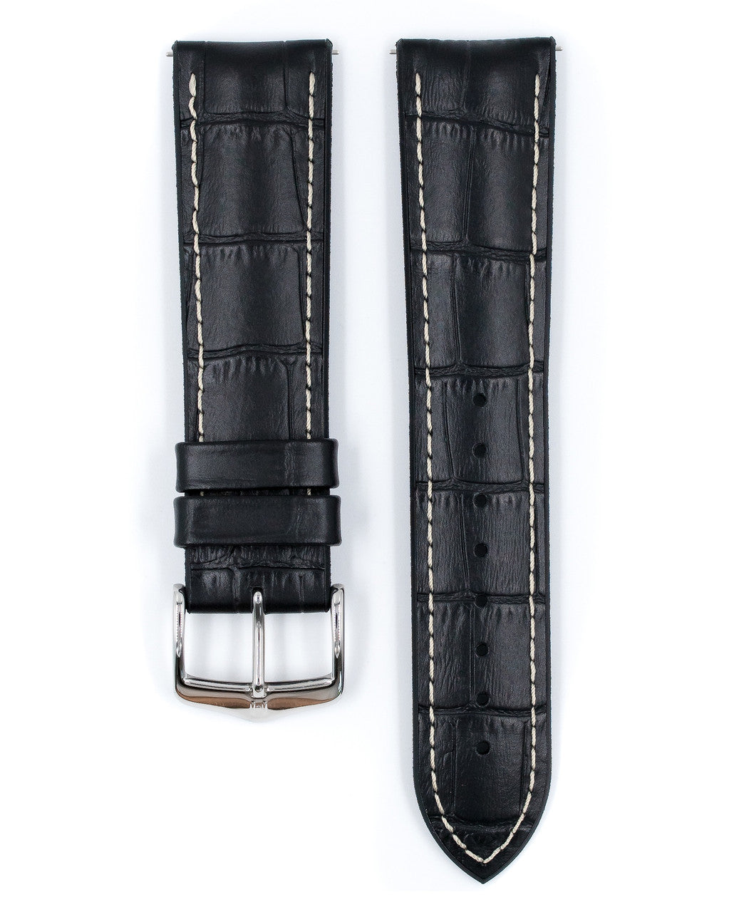 Hirsch - GEORGE Performance Alligator Embossed Calfskin Watch Band 092 51 28 - Black