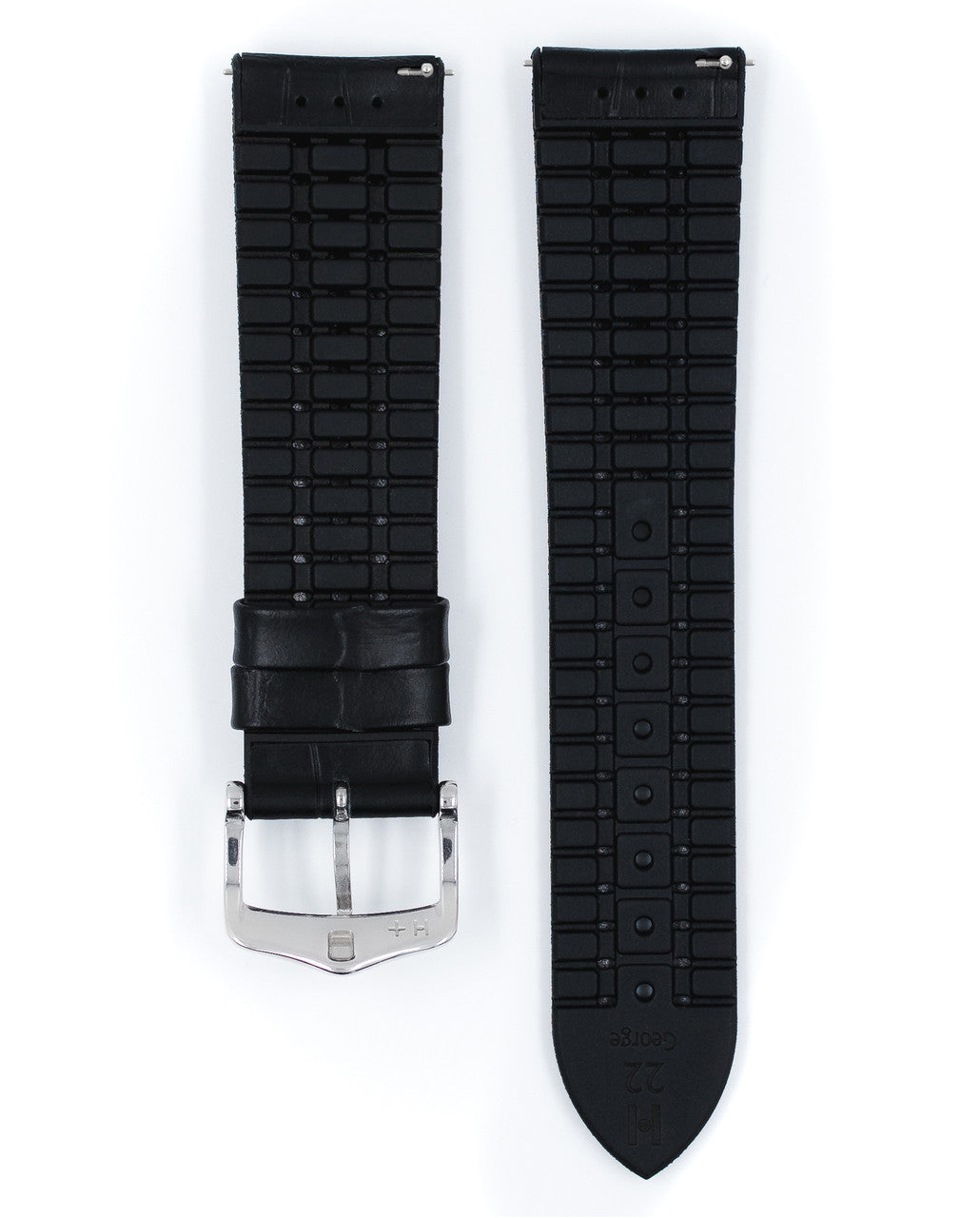 Hirsch - GEORGE Performance Alligator Embossed Calfskin Watch Band 092 51 28 - Black w/Red