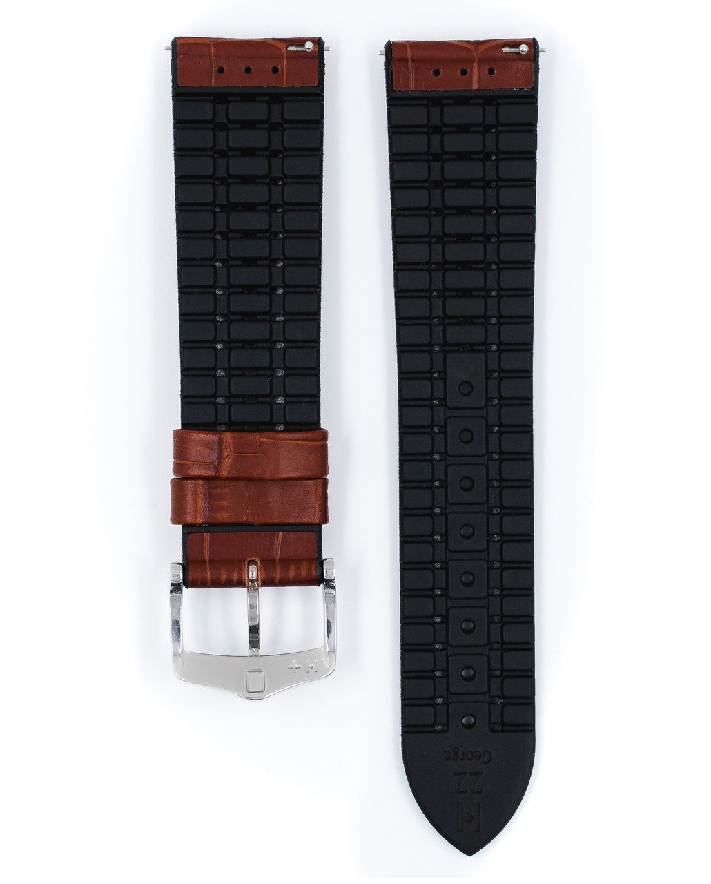 Hirsch - GEORGE Performance Alligator Embossed Calfskin Watch Band 092 51 28 - Gold Brown