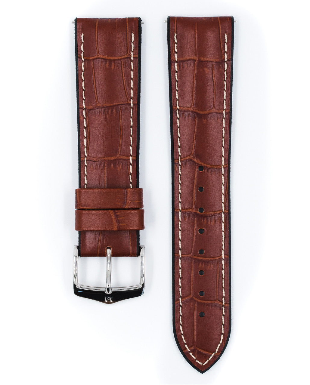 HIRSCH GEORGE Performance Alligator Embossed Calfskin Watch Band 092 51 28 - Gold Brown