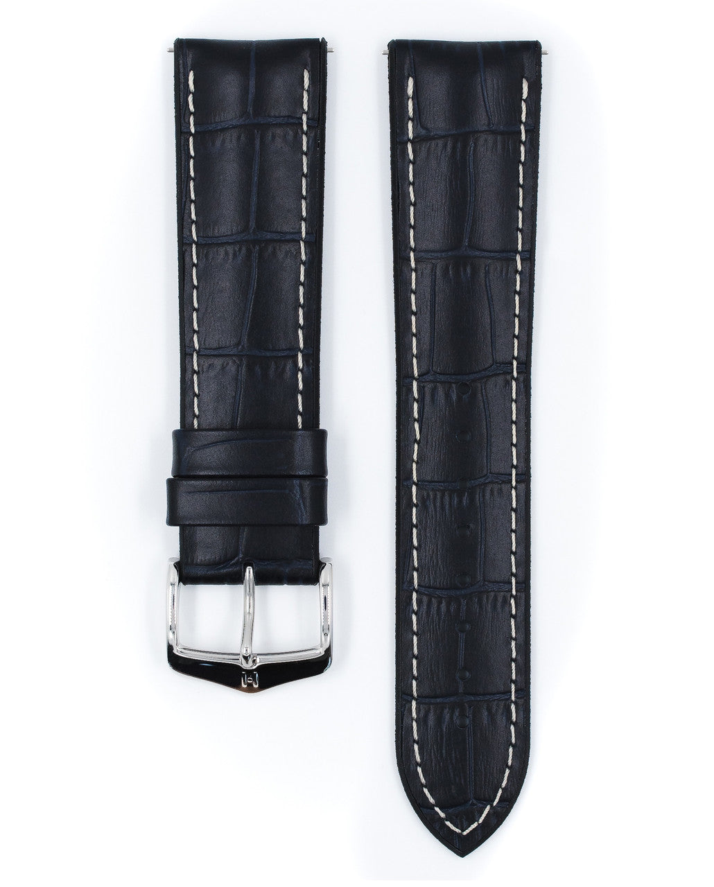 Hirsch - GEORGE Performance Alligator Embossed Calfskin Watch Band 092 51 28 - Blue