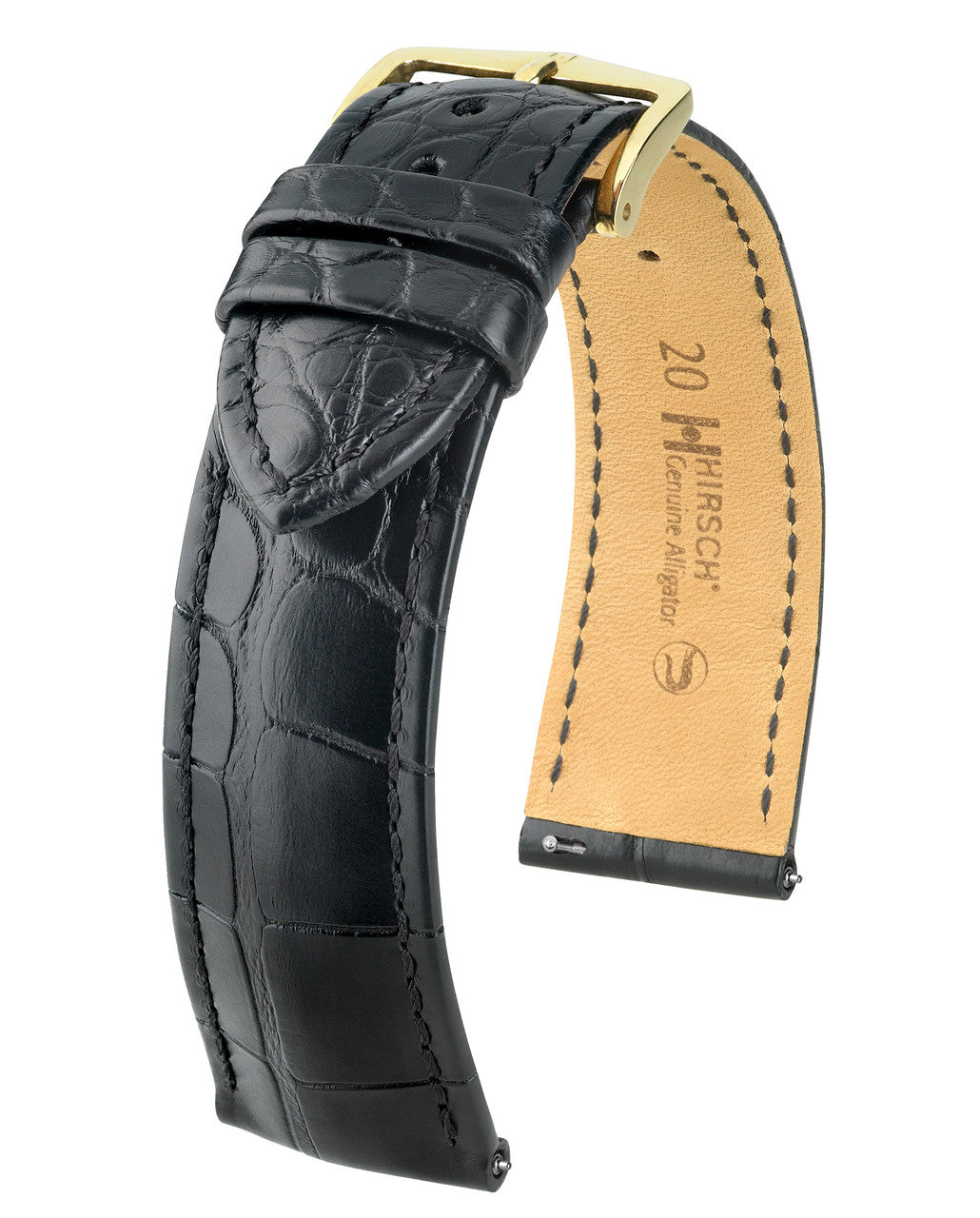 Hirsch GENUINE ALLIGATOR Matte Watch Band - Black