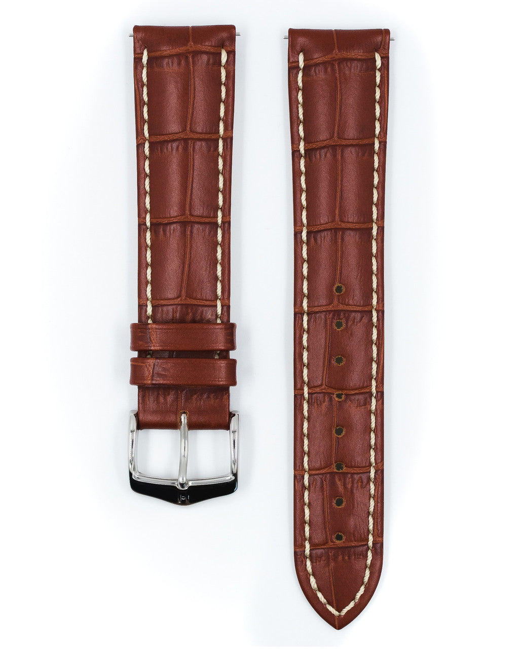 Hirsch - MODENA Alligator Embossed Calfskin Watch Band 1030 28 - Gold Brown