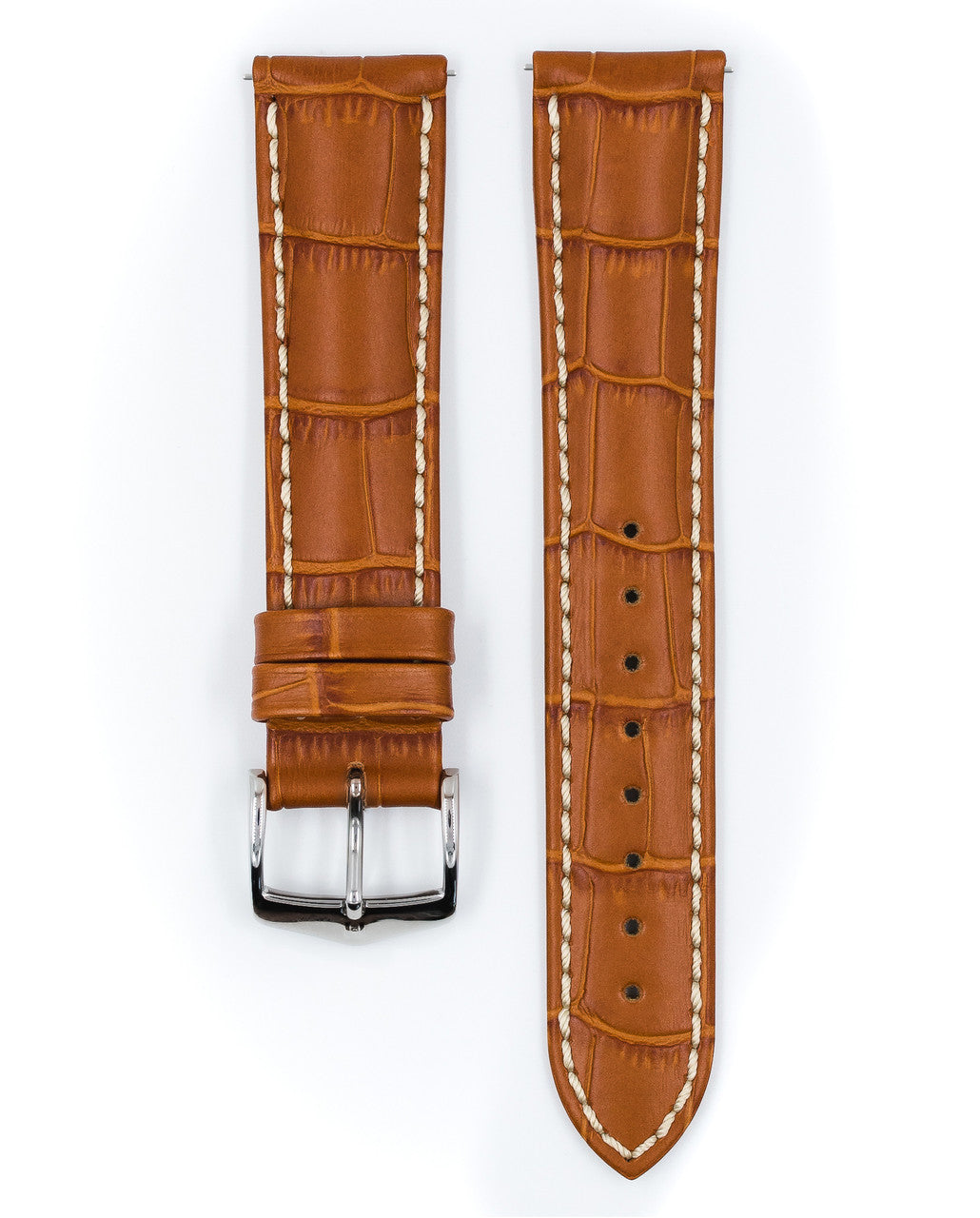 Hirsch - MODENA Alligator Embossed Calfskin Watch Band 1030 28 - Honey