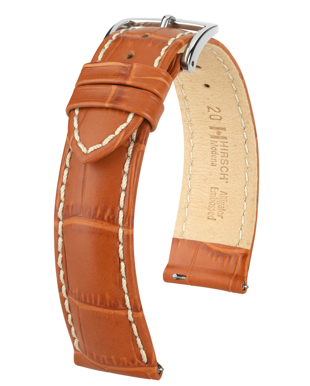 Hirsch MODENA Alligator Embossed Calfskin Watch Band - Honey
