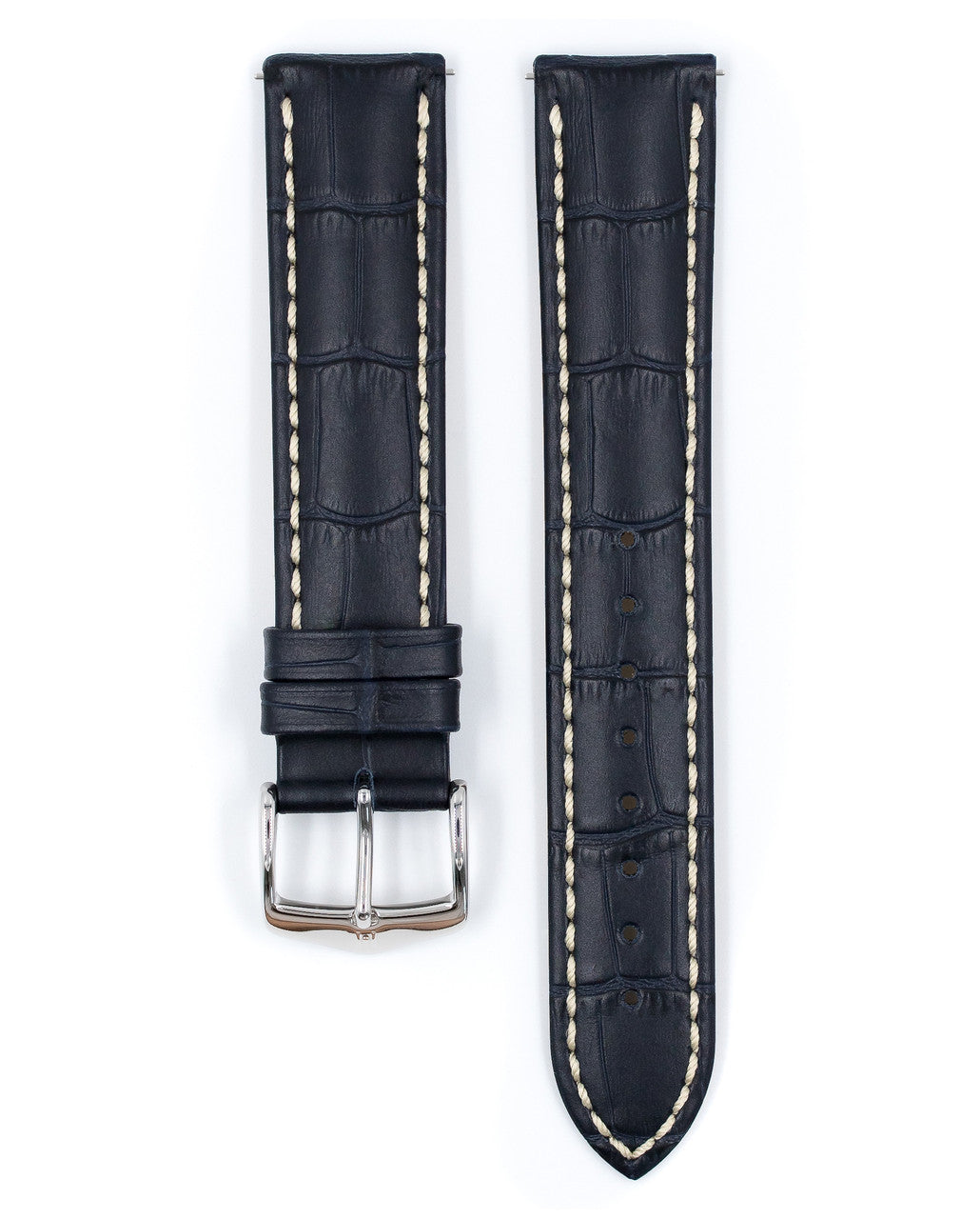 Hirsch - MODENA Alligator Embossed Calfskin Watch Band 1030 28 - Blue