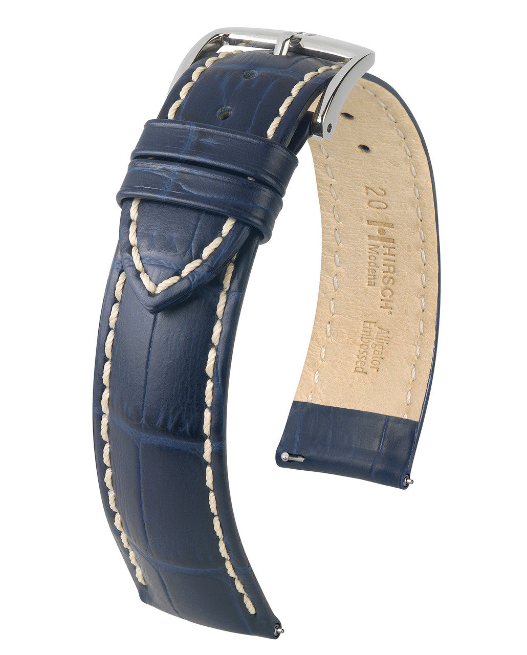 Hirsch MODENA Alligator Embossed Calfskin Watch Band - Blue