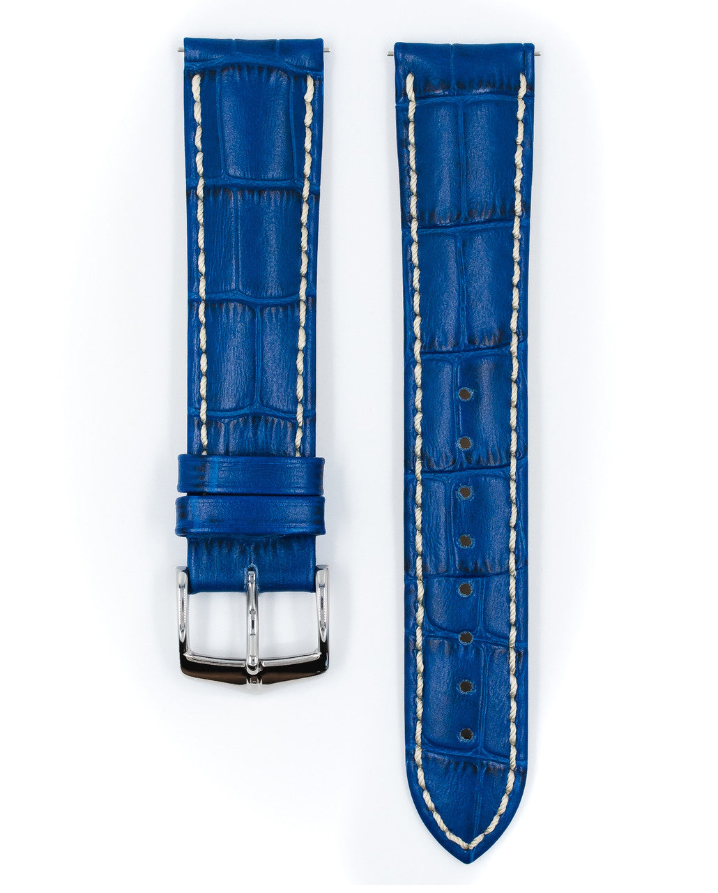 Hirsch - MODENA Alligator Embossed Calfskin Watch Band 1030 28 - Royal Blue