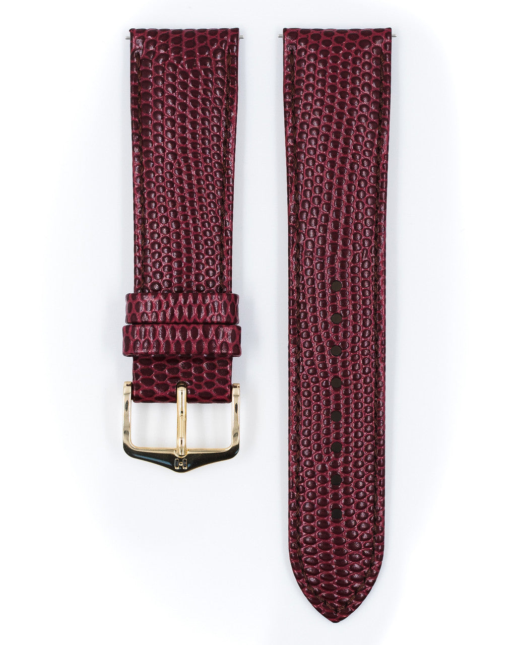 Hirsch - RAINBOW Lizard Embossed Calfskin Watch Strap 1230 26 - Burgundy