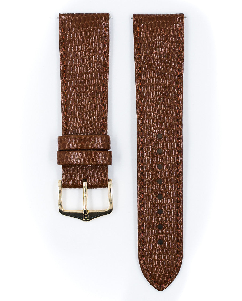 Hirsch - RAINBOW Lizard Embossed Calfskin Watch Strap 1230 26 - Gold Brown