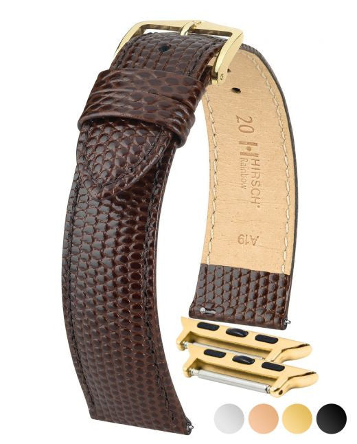 Hirsch - RAINBOW Lizard Embossed Calfskin Watch Strap 1230 26 - Brown