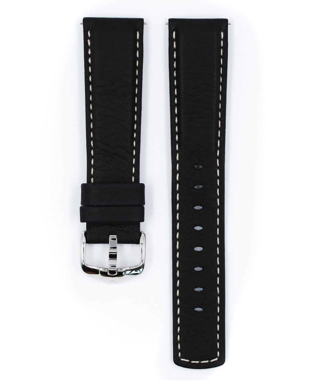 HIRSCH MARINER Water Resistant Saddle Leather Watchband 1450 21 - Black