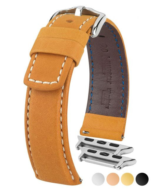 Hirsch - MARINER Water Resistant Saddle Leather Watchband 1450 21 - Gold Brown