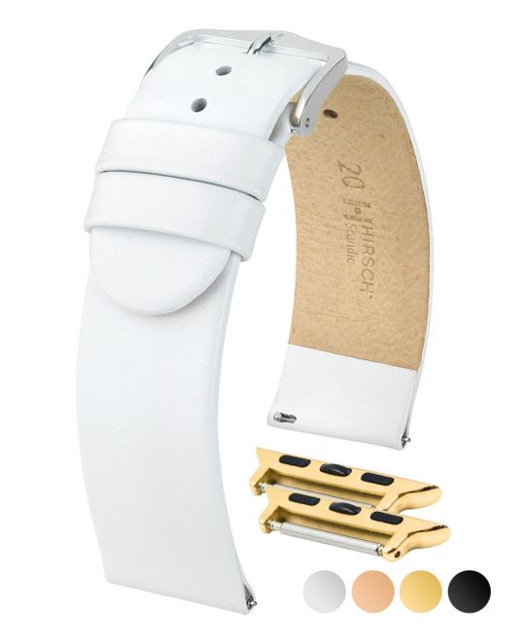 HIRSCH SCANDIC Classic Calfskin Watch Strap 1785 20 - White