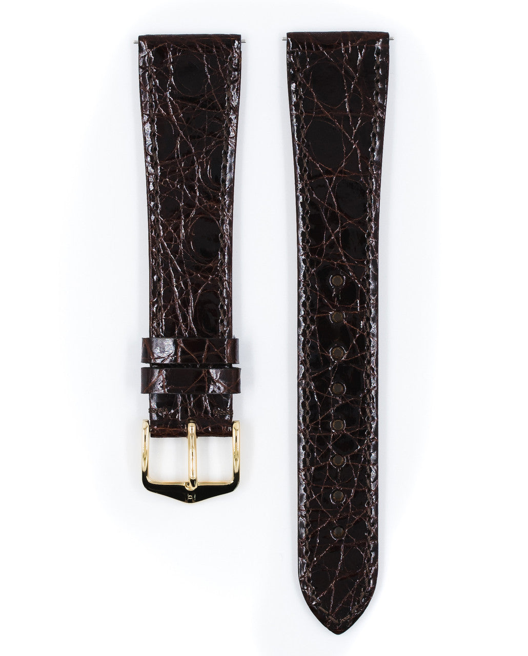 Hirsch - GENUINE CROCO Shiny Watchband 018 08 - Brown