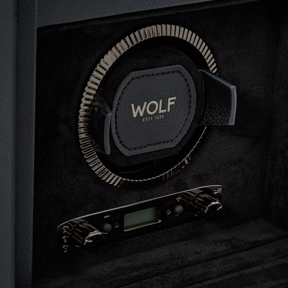 WOLF 1834 - British Racing Single Watch Winder with Storage - Black