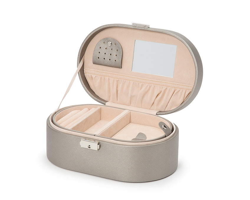 WOLF 1834 Heritage Oval Jewelry Box - Pewter Saffiano - view 2