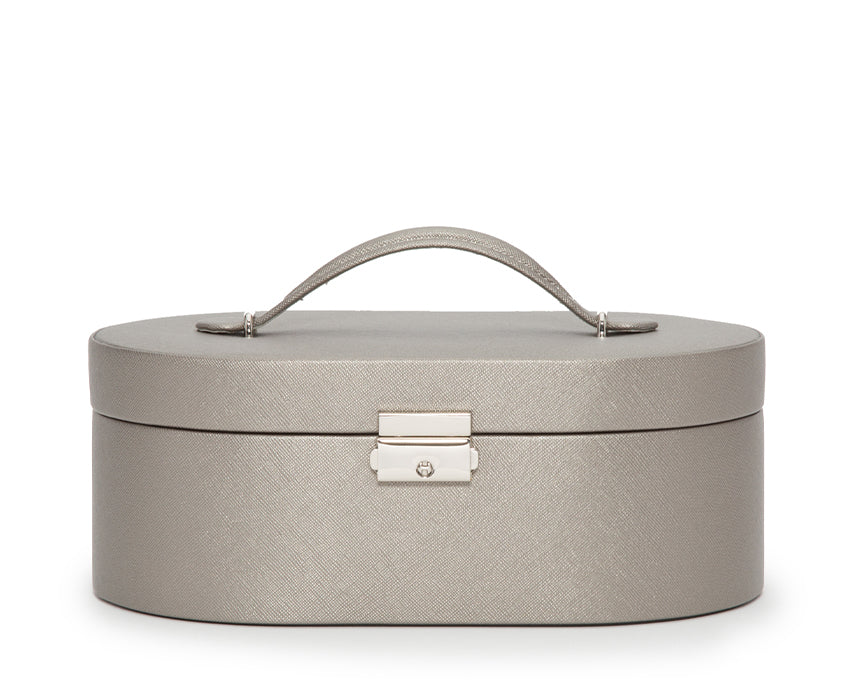 WOLF 1834 Heritage Oval Jewelry Box - Pewter Saffiano - view 7