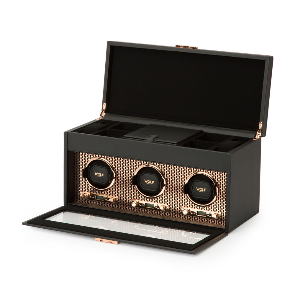 WOLF 1834 - Axis Triple Watch Winder With Storage - Copper