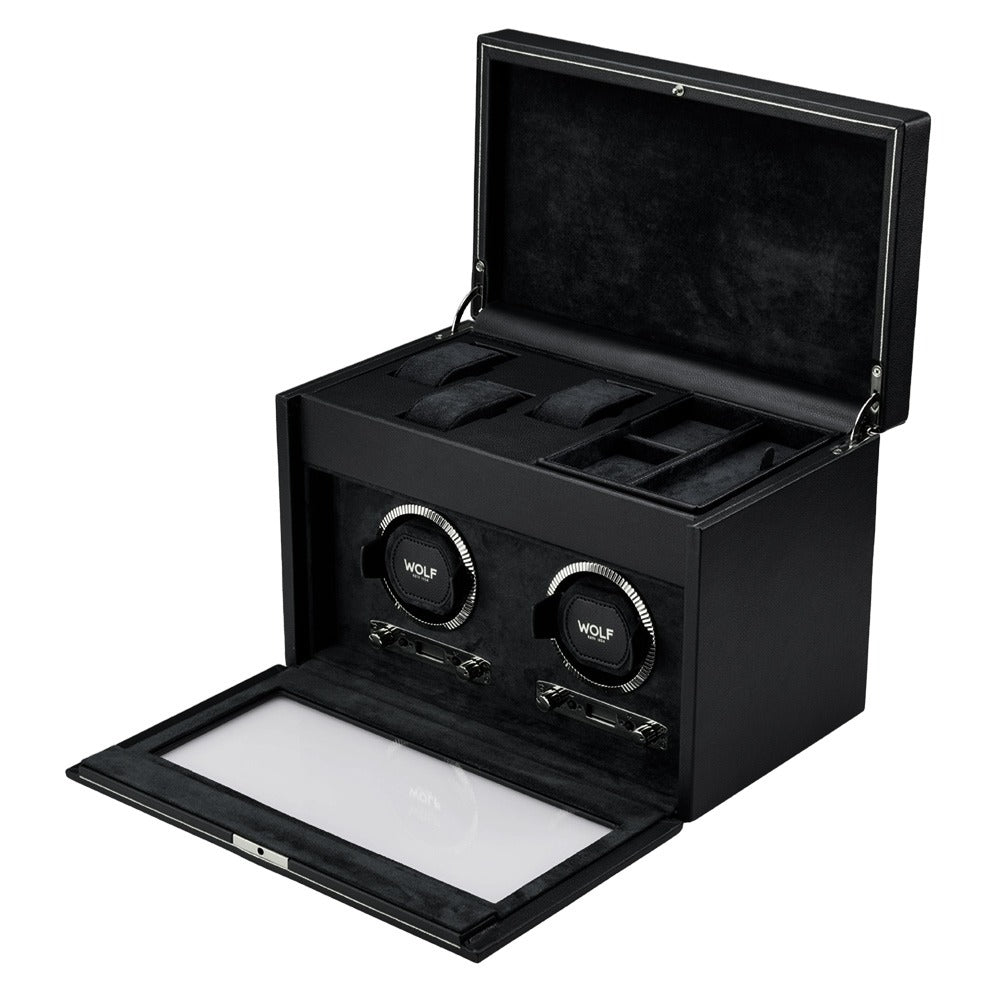 WOLF 1834 - British Racing Double Watch Winder with Storage - Black