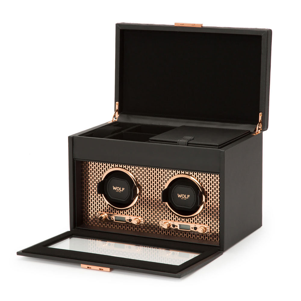 WOLF 1834 - Axis Double Watch Winder With Storage - Copper