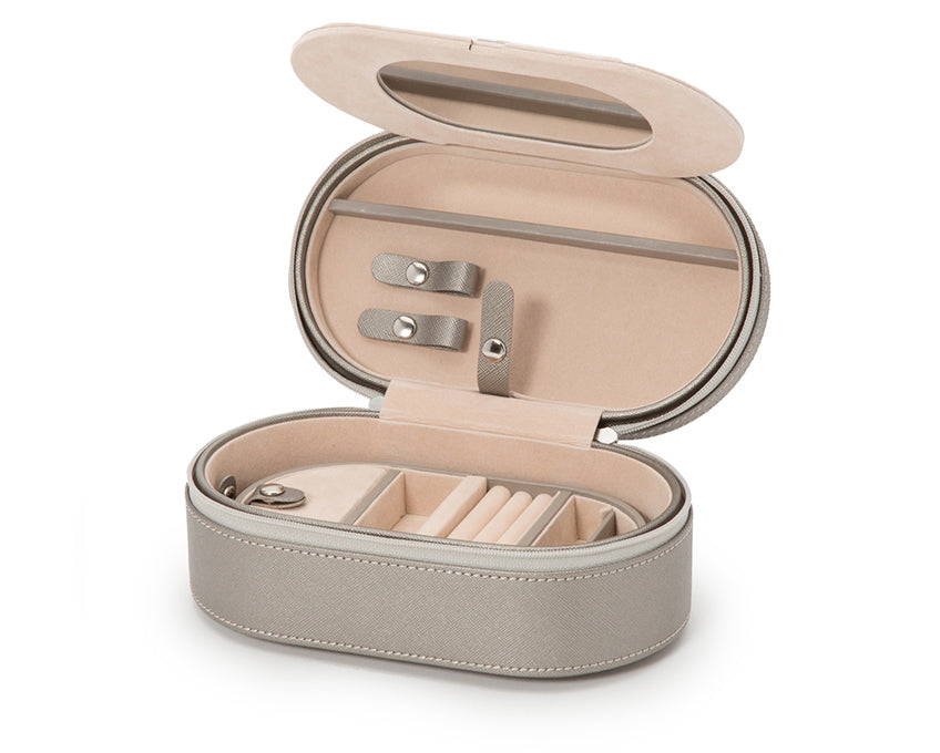 WOLF 1834 - Heritage Oval Zip Case - Pewter Saffiano