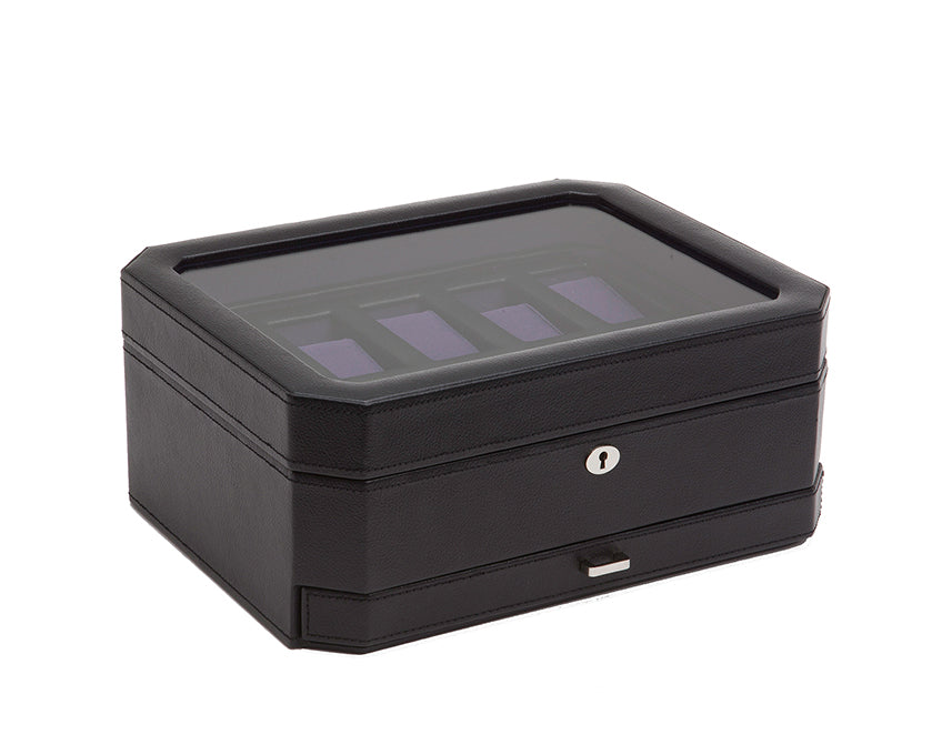 WOLF 1834 - Windsor 10 Piece Watch Box with Drawer - Black/Purple