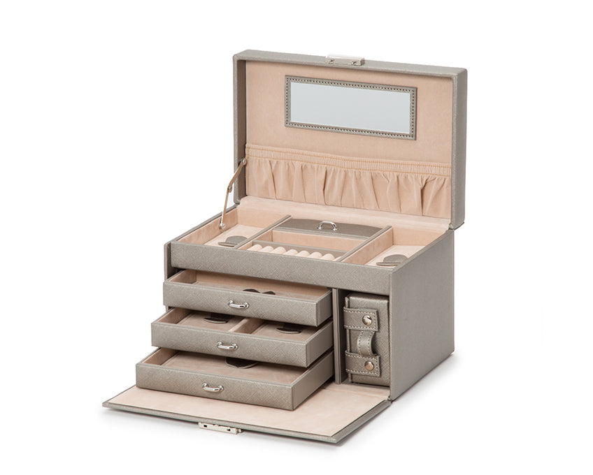 WOLF 1834 - Heritage Small Jewelry Box - Pewter Saffiano
