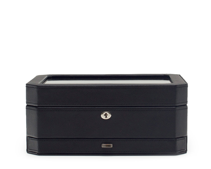 WOLF 1834 - Windsor 10 Piece Watch Box with Drawer - Black/Grey