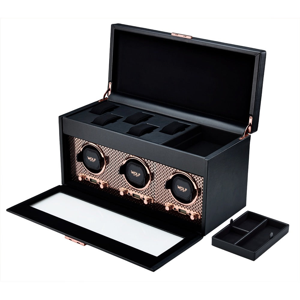 WOLF 1834 - Axis Triple Watch Winder With Storage - Copper